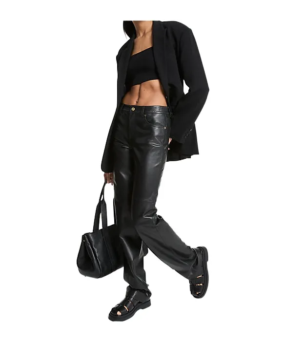 Michael Michael Kors Straight-Leg Leather Pants