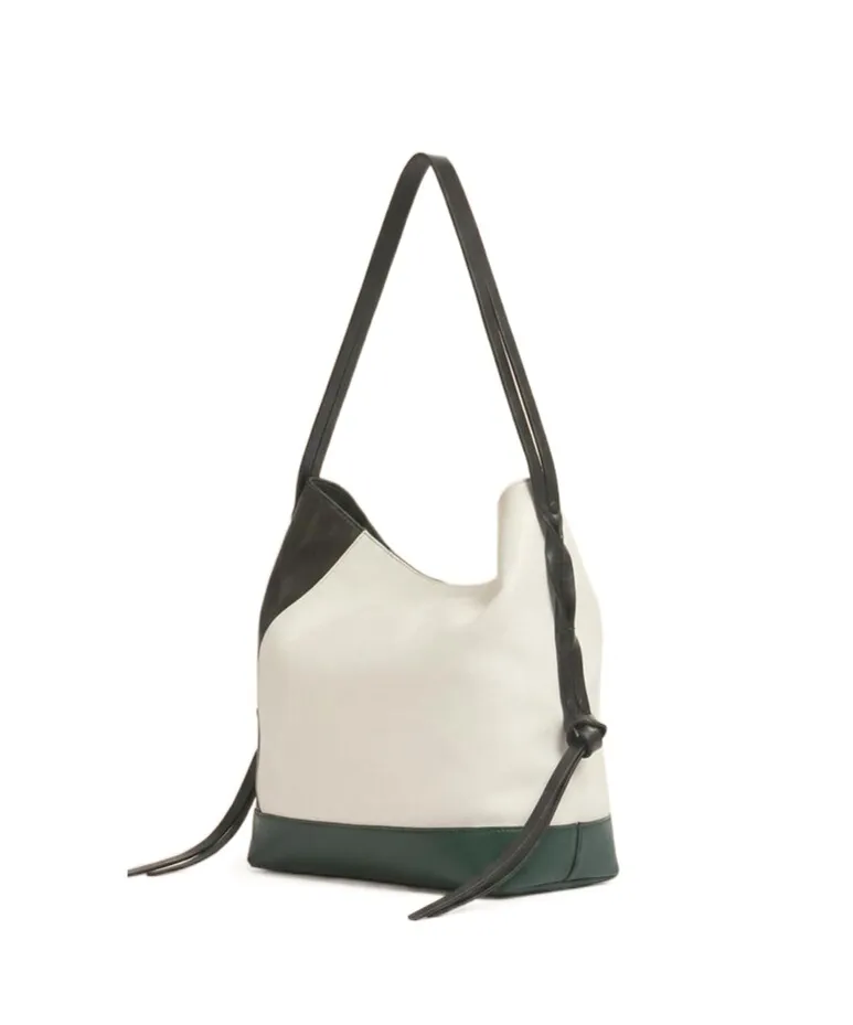 White Black And Green Leather Pod 2.0 Small Hobo Bag