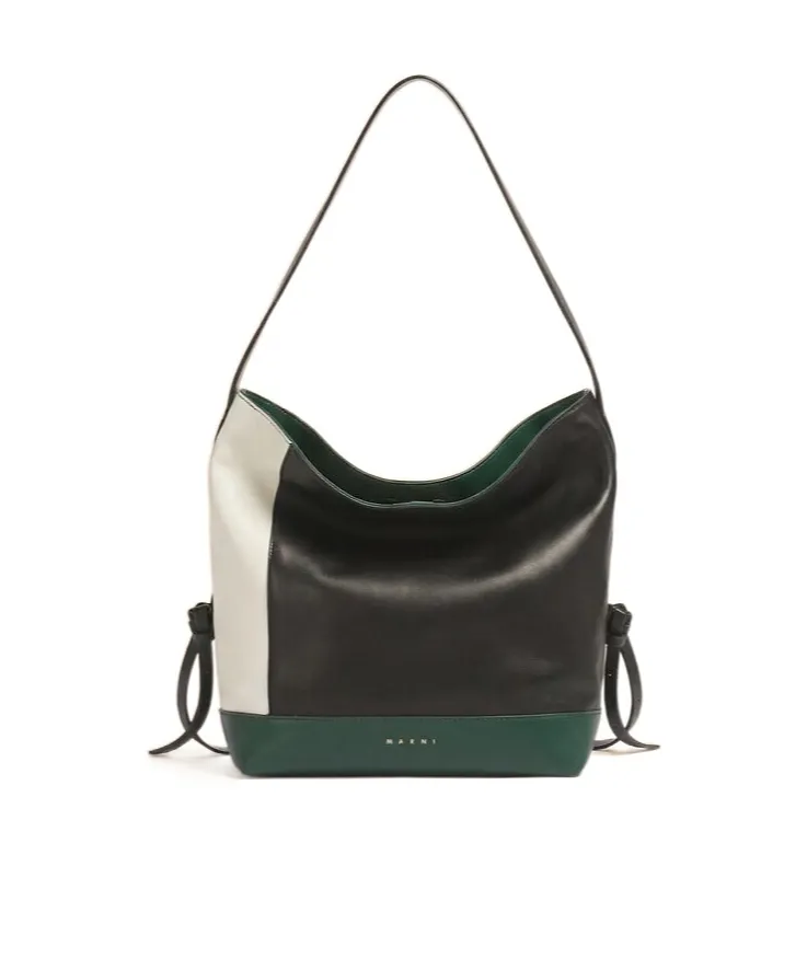 White Black And Green Leather Pod 2.0 Small Hobo Bag