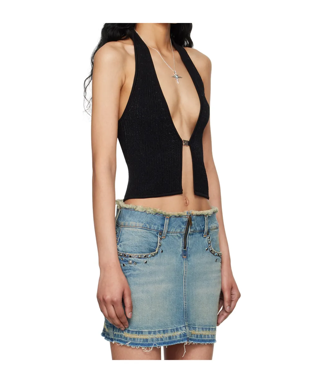 Fully Fashioned Ribbed Collar Vest