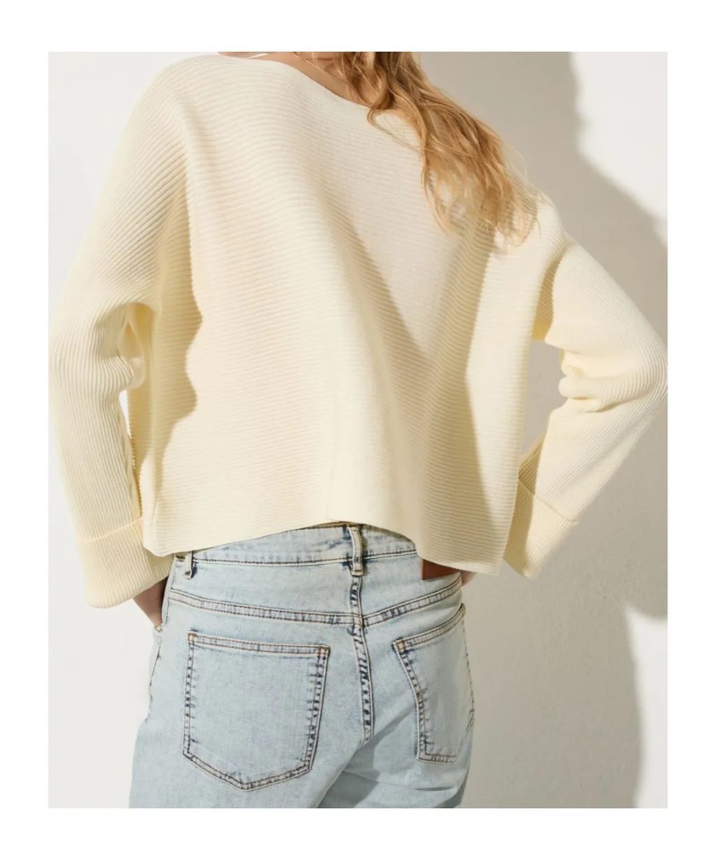 Horizontal Rib-Knit Sweater