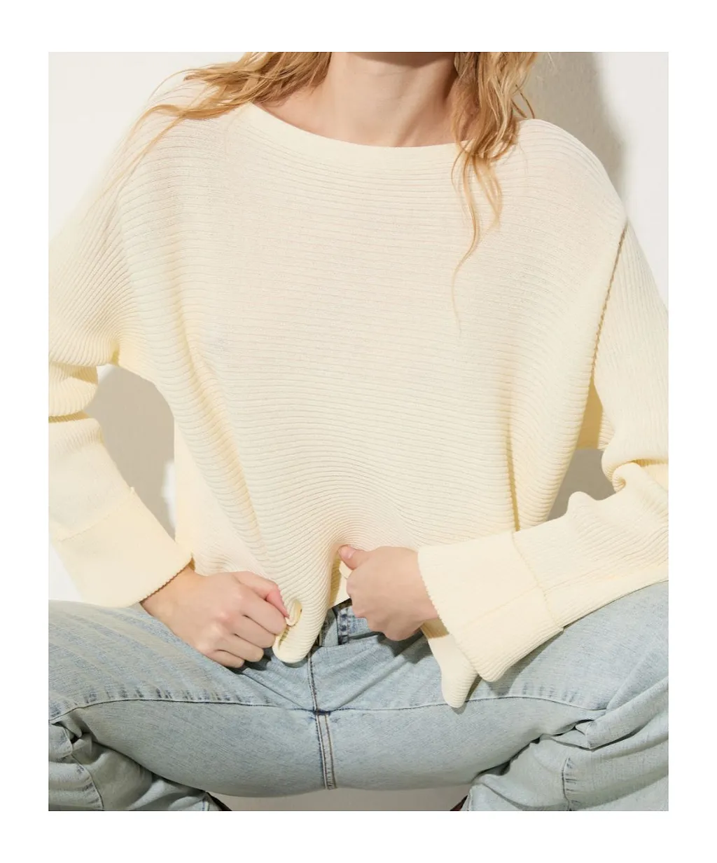 Horizontal Rib-Knit Sweater
