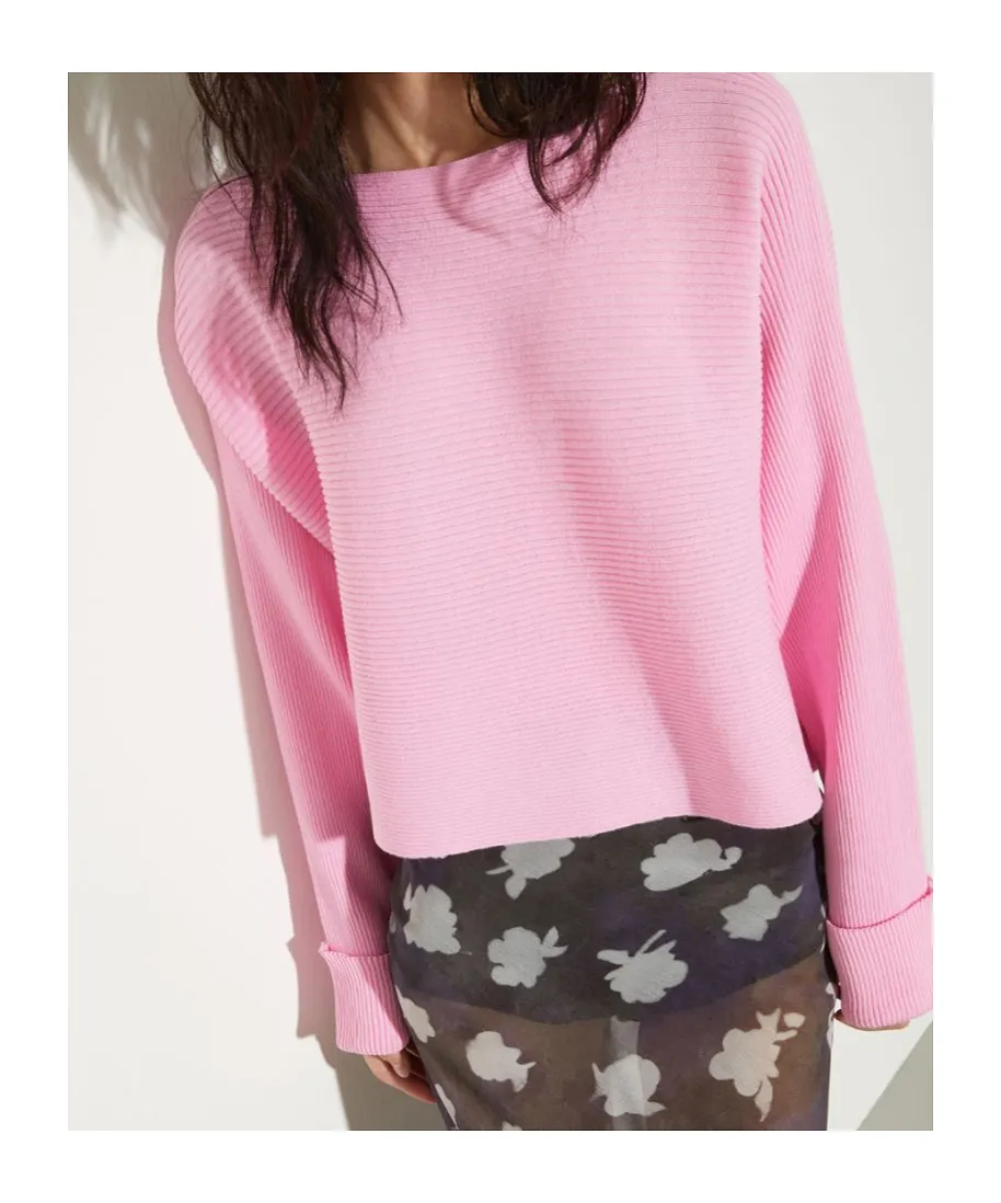 Horizontal Rib-Knit Sweater