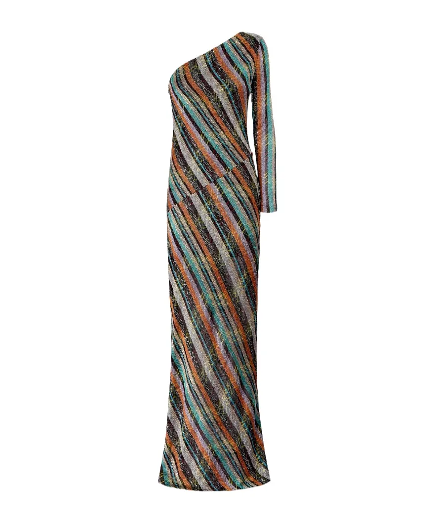 Missoni One-Shoulder Striped Maxi Dress