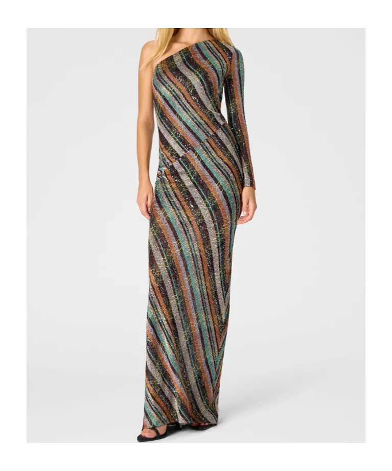 Missoni One-Shoulder Striped Maxi Dress