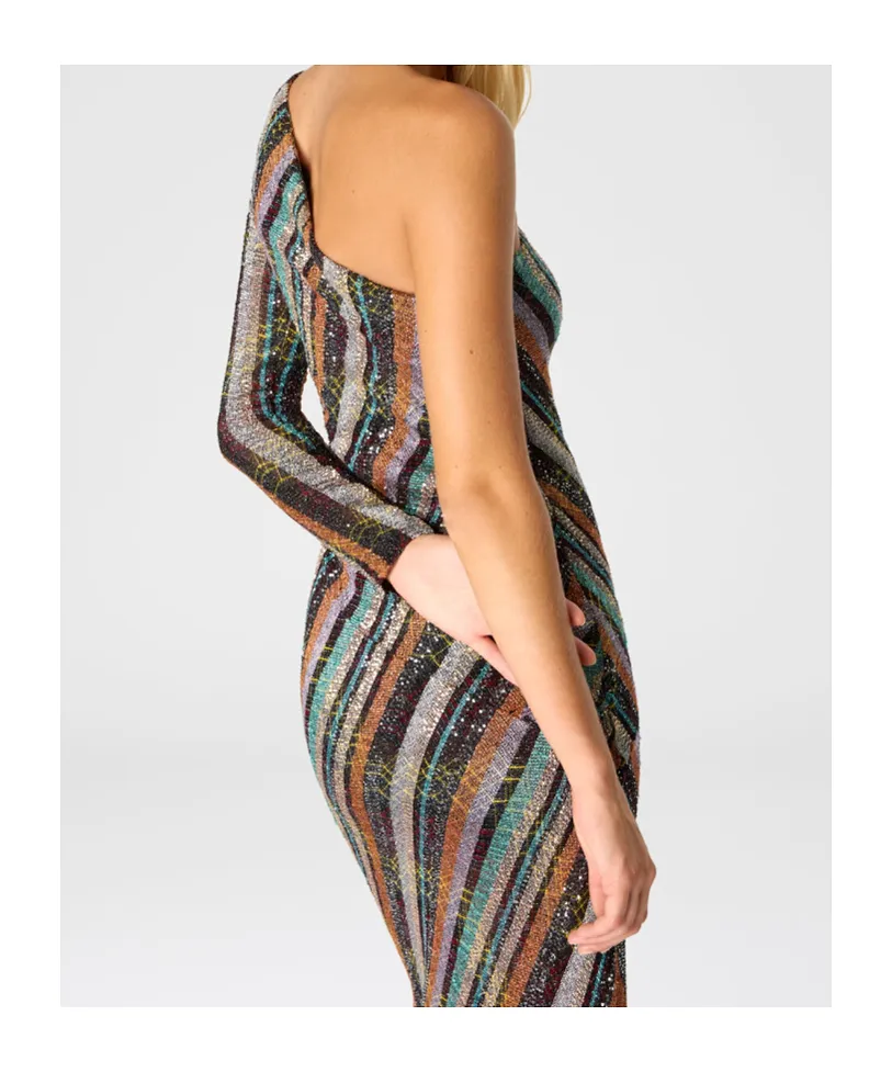 Missoni One-Shoulder Striped Maxi Dress