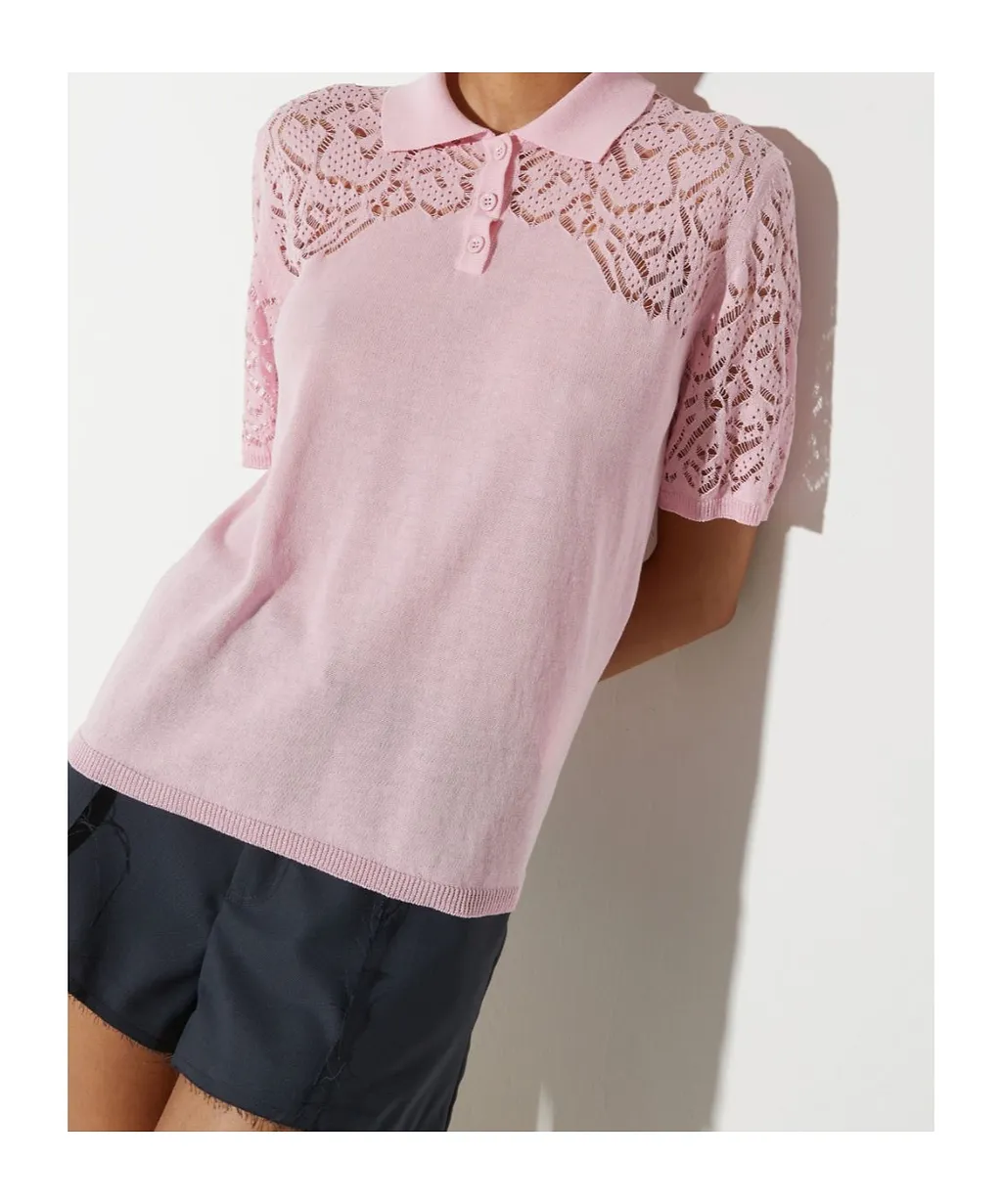 Pointelle-Knit Cotton Polo Shirt