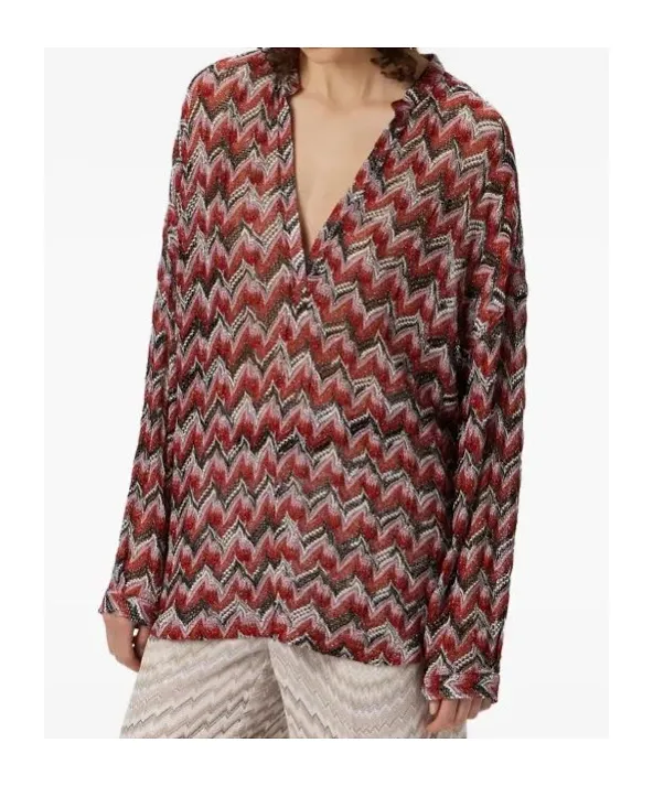 Missoni Chevron-Patterned V-Neck Knitted Top