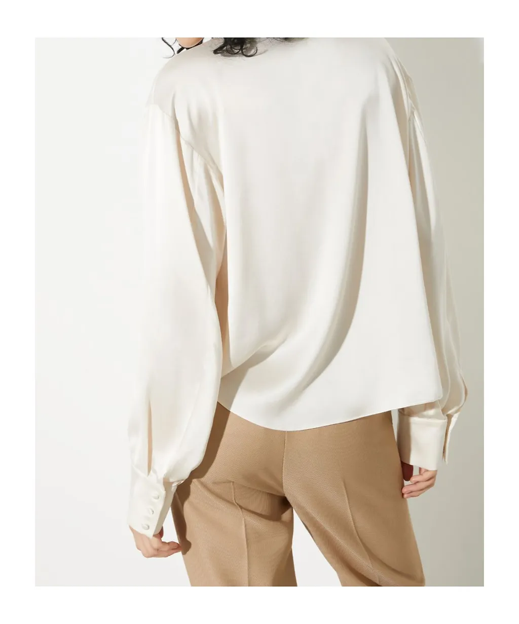 Scarf-Detailed Silk-Satin Blouse