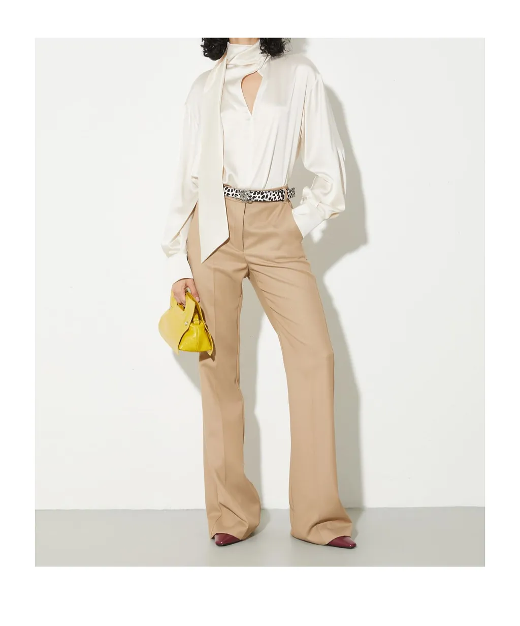 Scarf-Detailed Silk-Satin Blouse