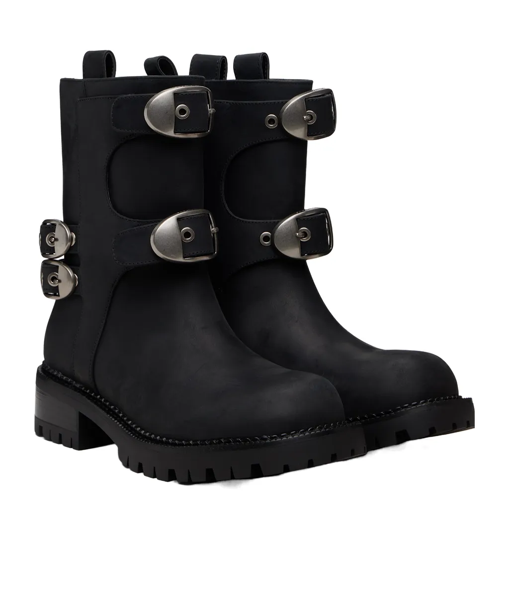 Pin Buckle Ankle Boots