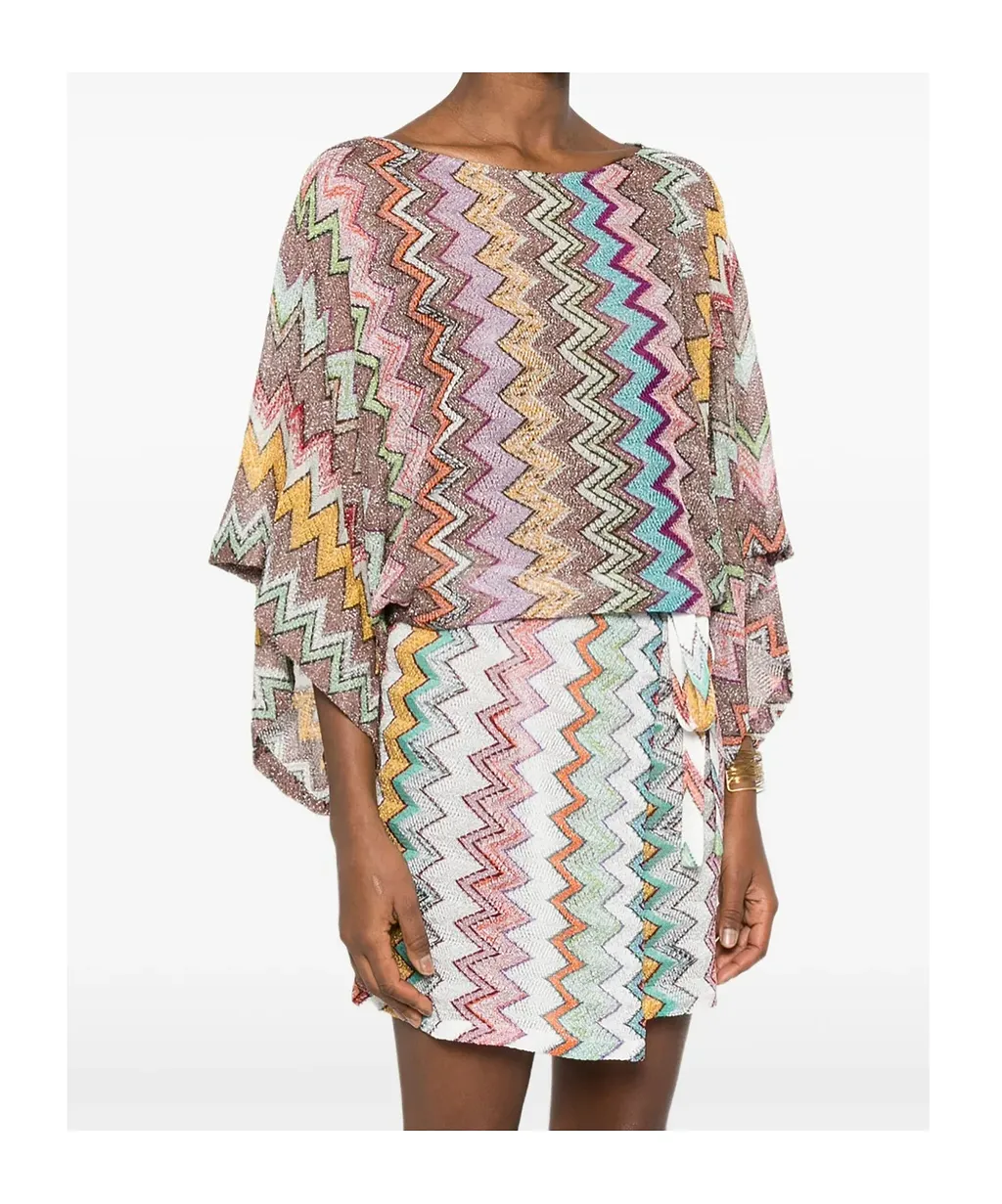 Missoni Short Sleeve Zigzag Pattern Blouse