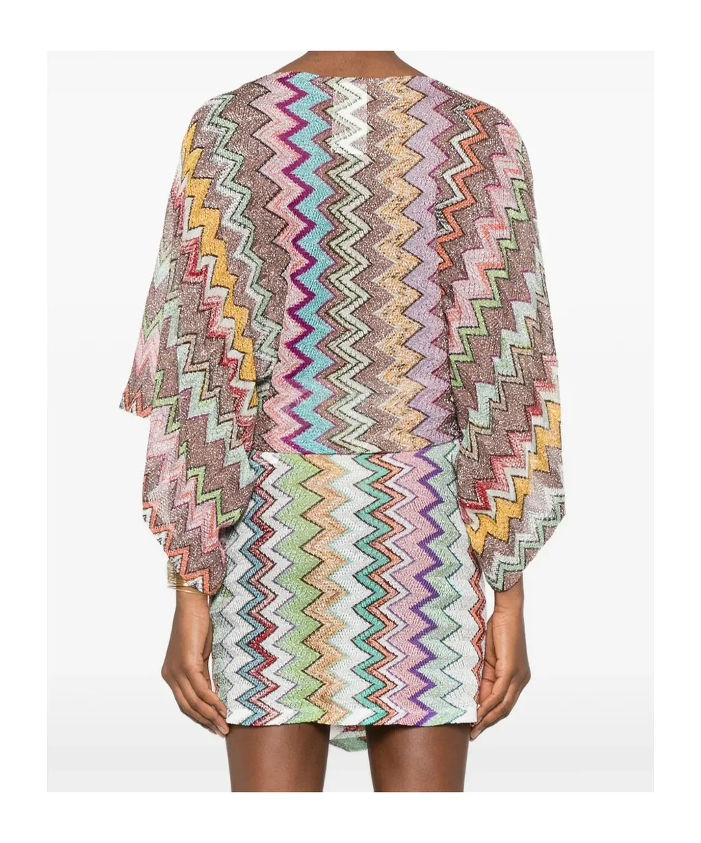 Missoni Short Sleeve Zigzag Pattern Blouse