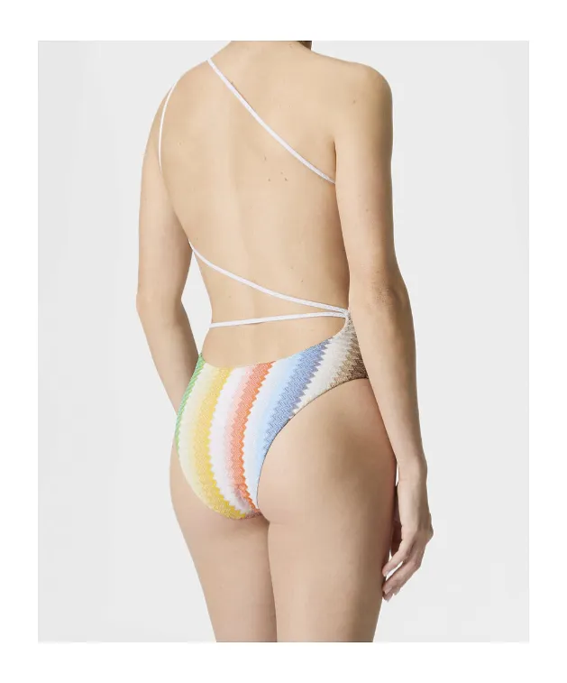 Missoni DÉGradé Zigzag Pattern One-Shoulder One-Piece Swimsuit