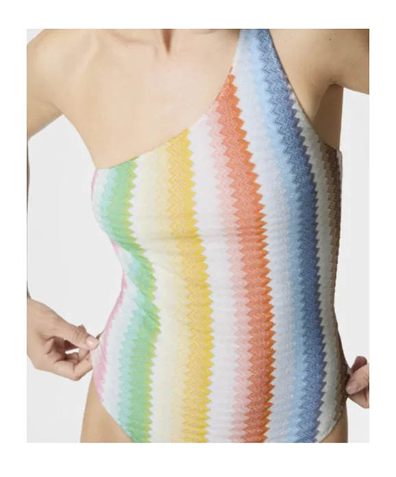 Missoni DÉGradé Zigzag Pattern One-Shoulder One-Piece Swimsuit