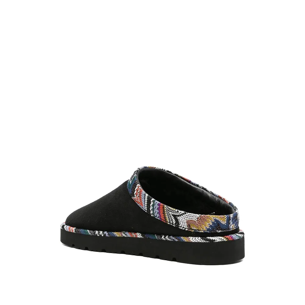 Patterned-Trim Slippers