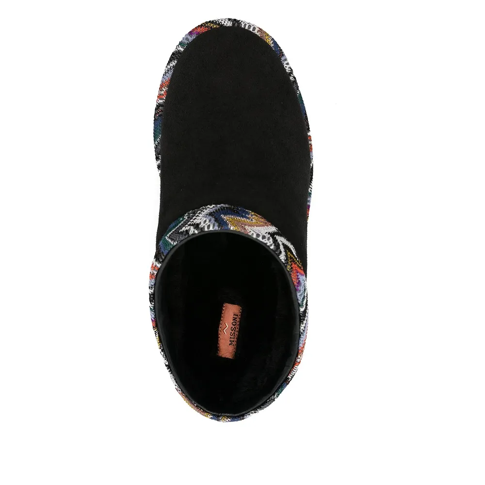 Patterned-Trim Slippers