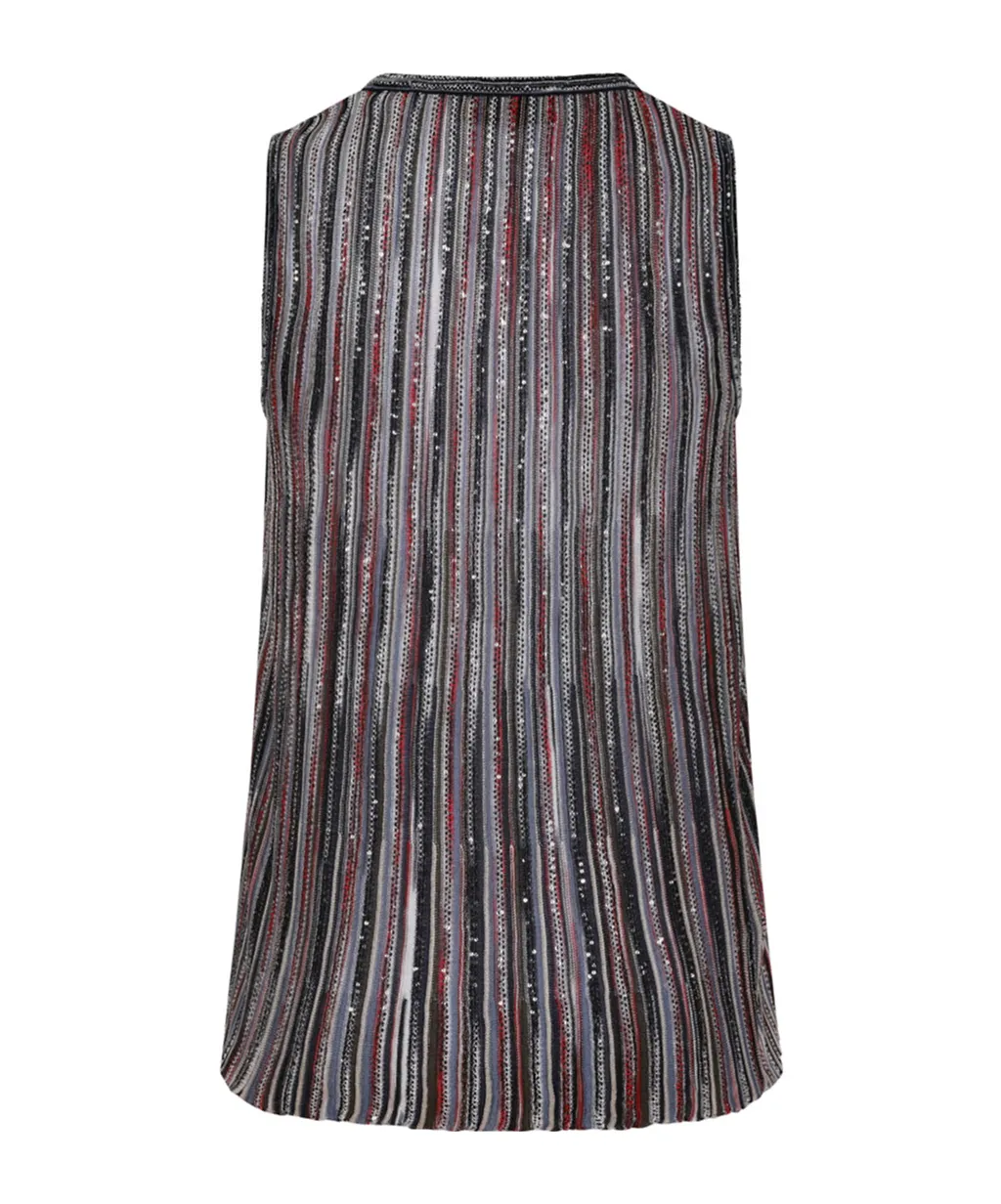 Sequin-Embellished Striped Top