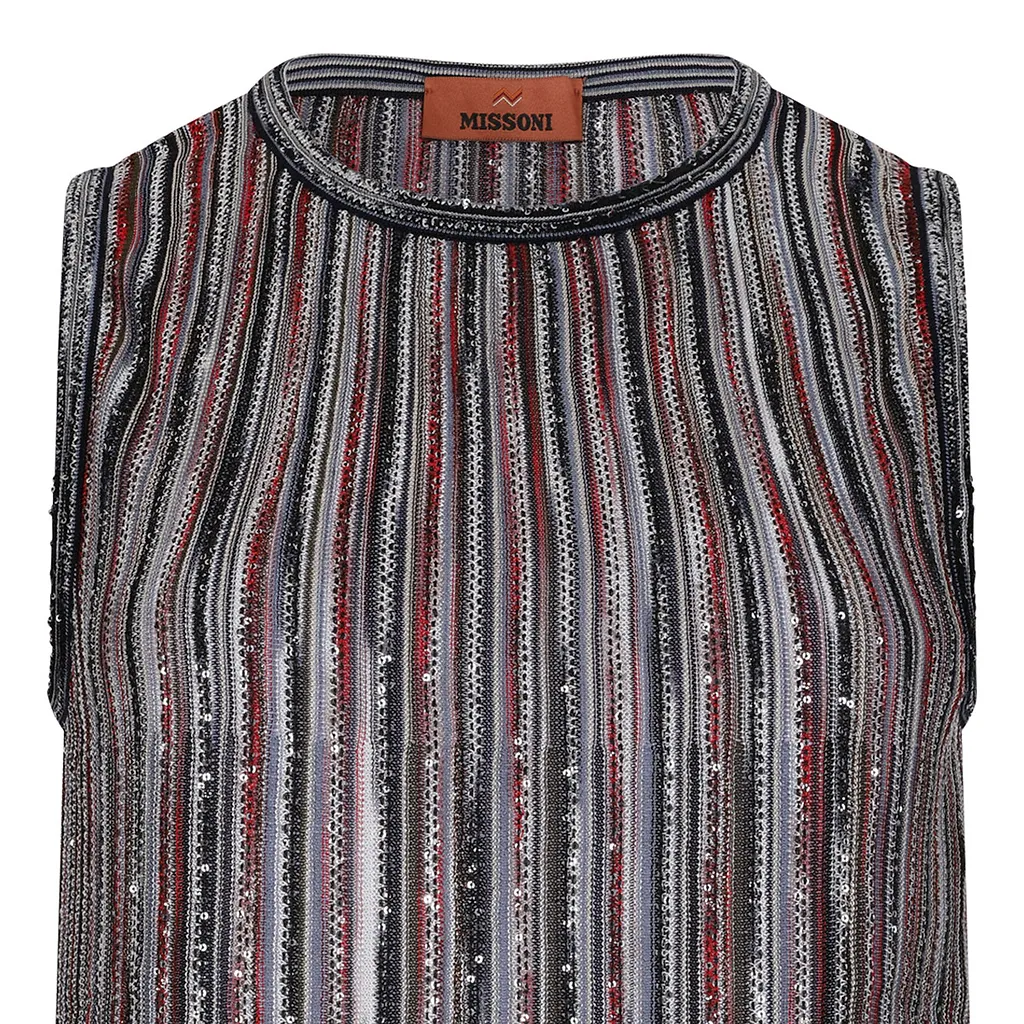 Sequin-Embellished Striped Top