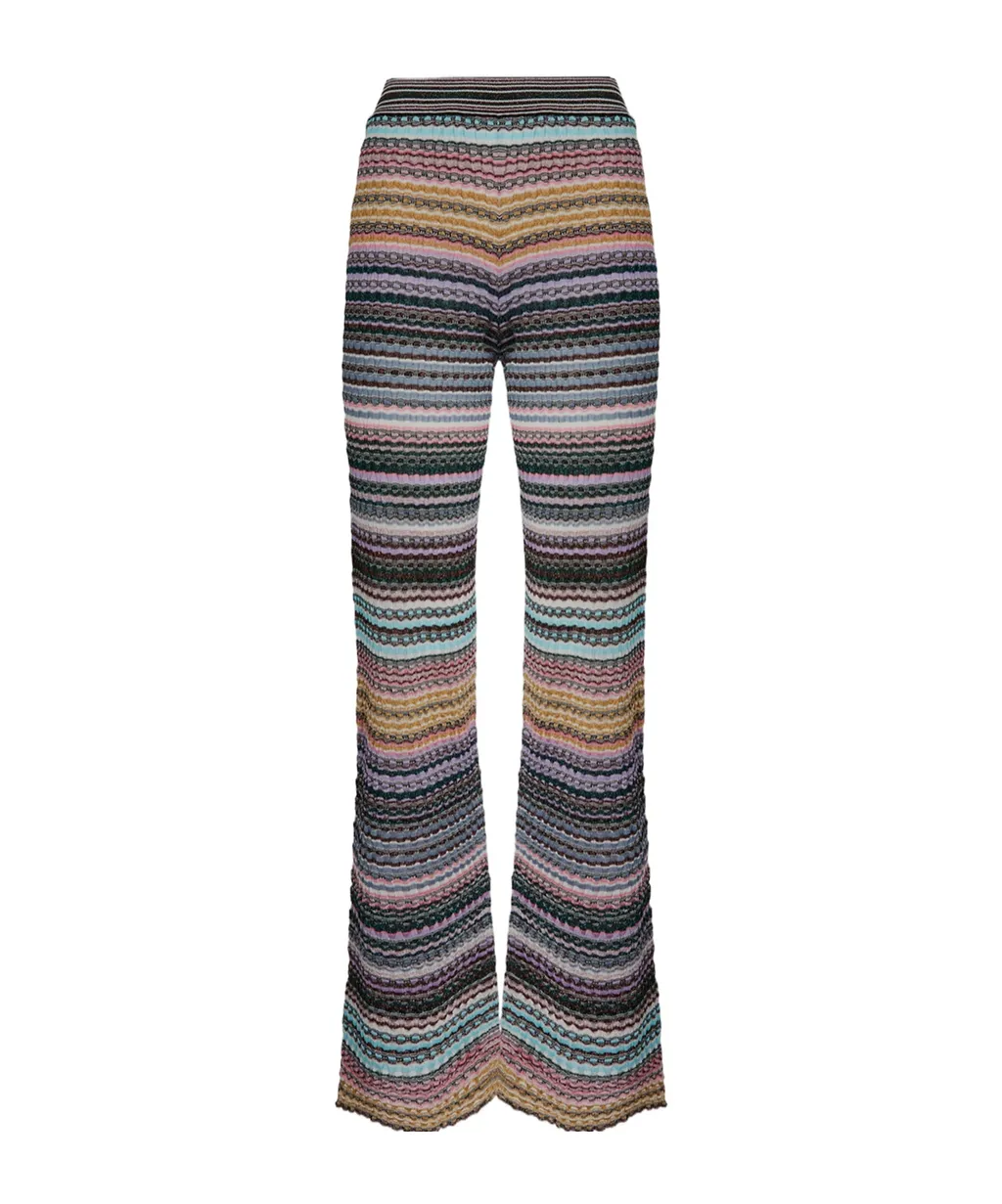 Striped-Pattern Knit Trousers