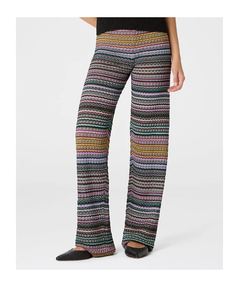 Striped-Pattern Knit Trousers