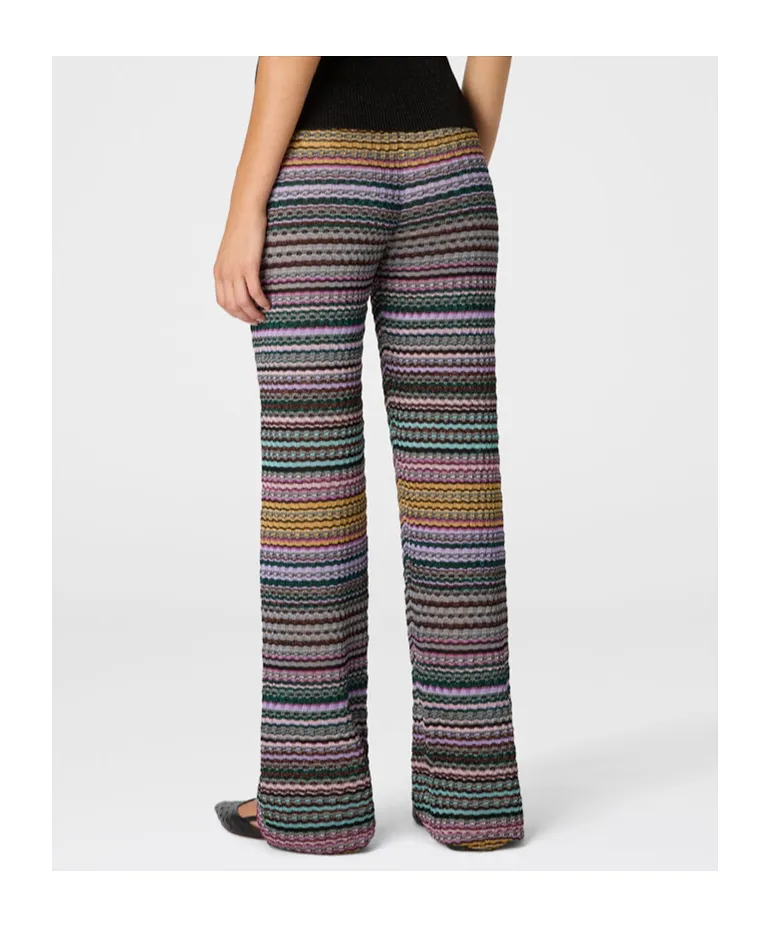 Striped-Pattern Knit Trousers