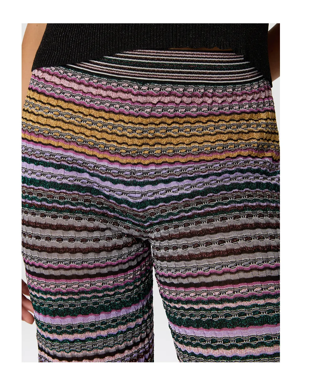 Striped-Pattern Knit Trousers