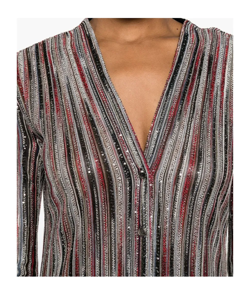 Striped V-Neck Cardigan