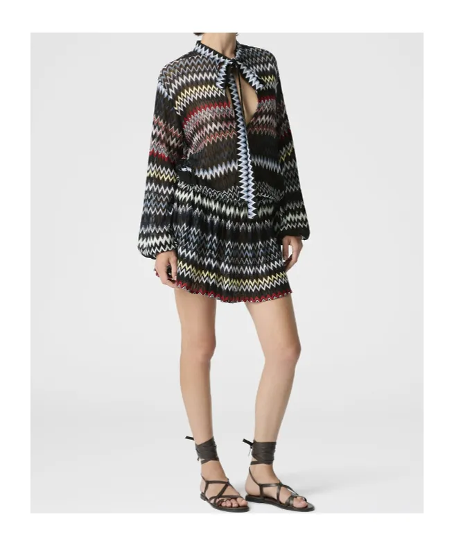 Chevron-Pattern Mini Dress
