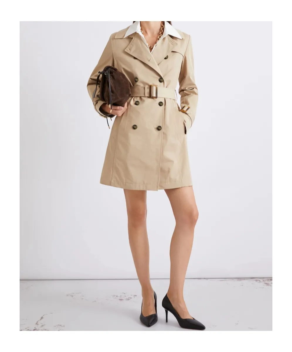 Double-Breasted Technical Cotton Trench Coat