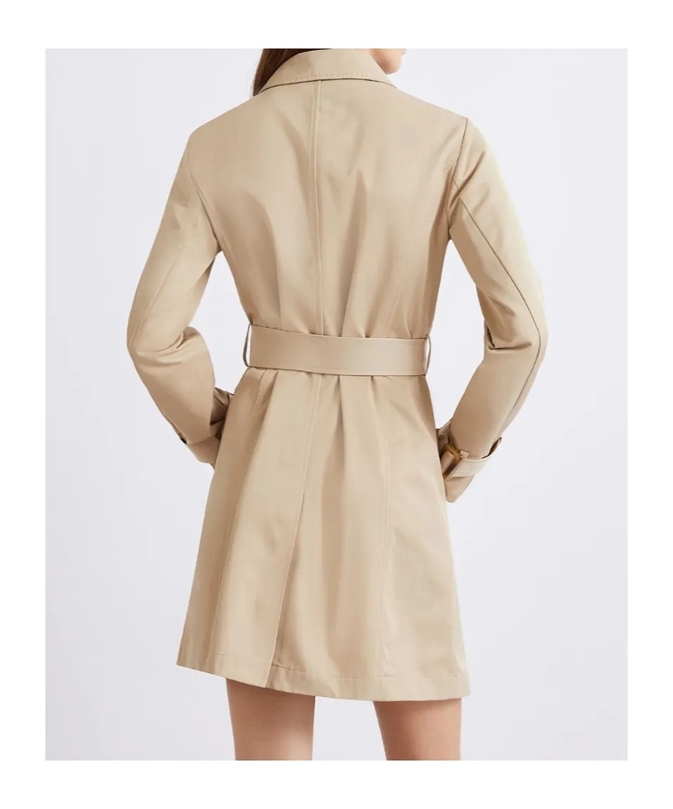 Double-Breasted Technical Cotton Trench Coat