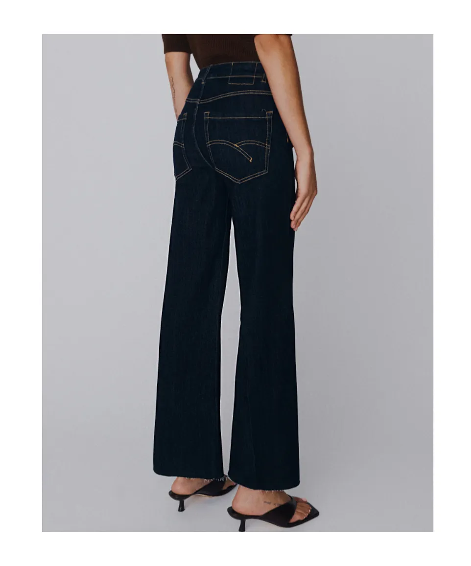 Cropped Soft Denim Wide-Leg Jeans - Cornflower Blue