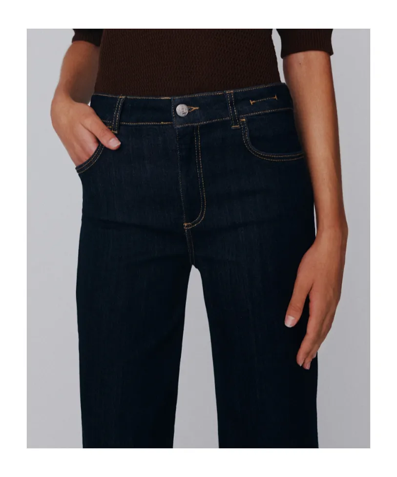 Cropped Soft Denim Wide-Leg Jeans - Cornflower Blue