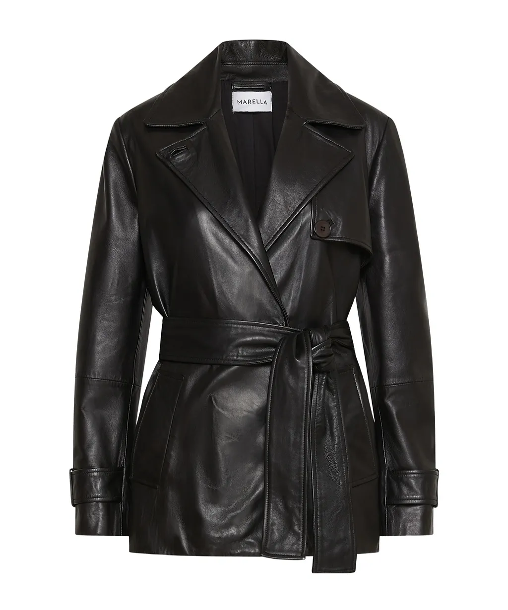 Leather Trench Coat - Black