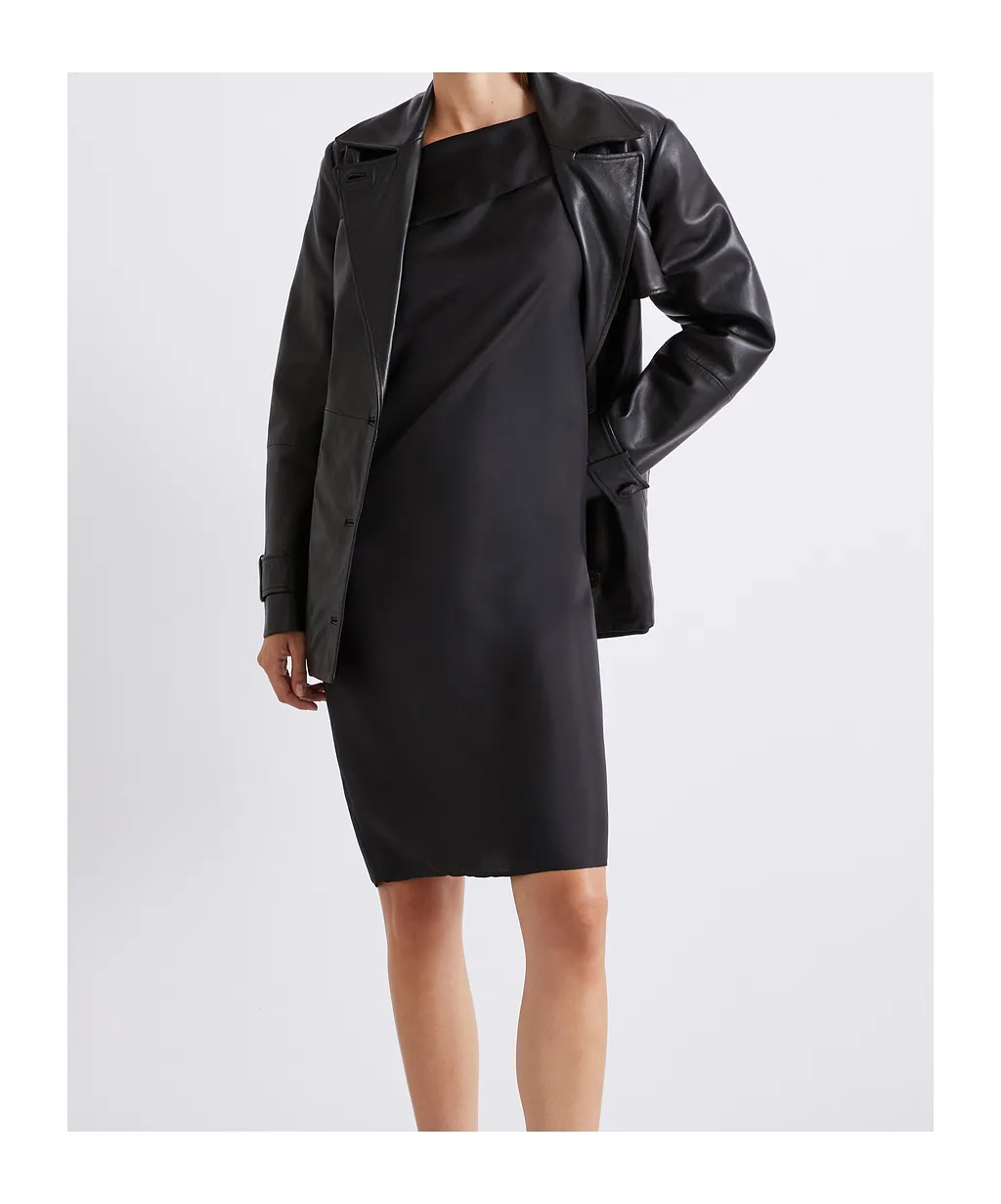 Leather Trench Coat - Black