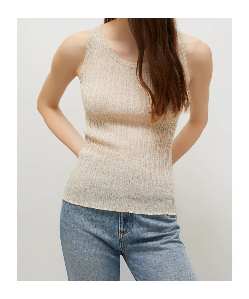 Lurex-Embellished Vest Top
