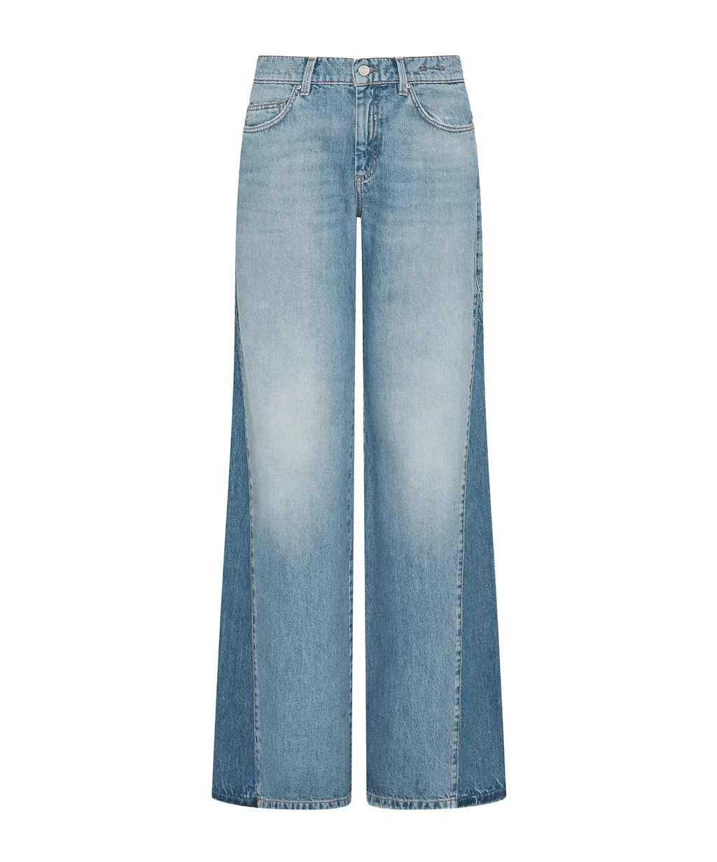 Low-Rise Wide-Leg Jeans - Light Blue