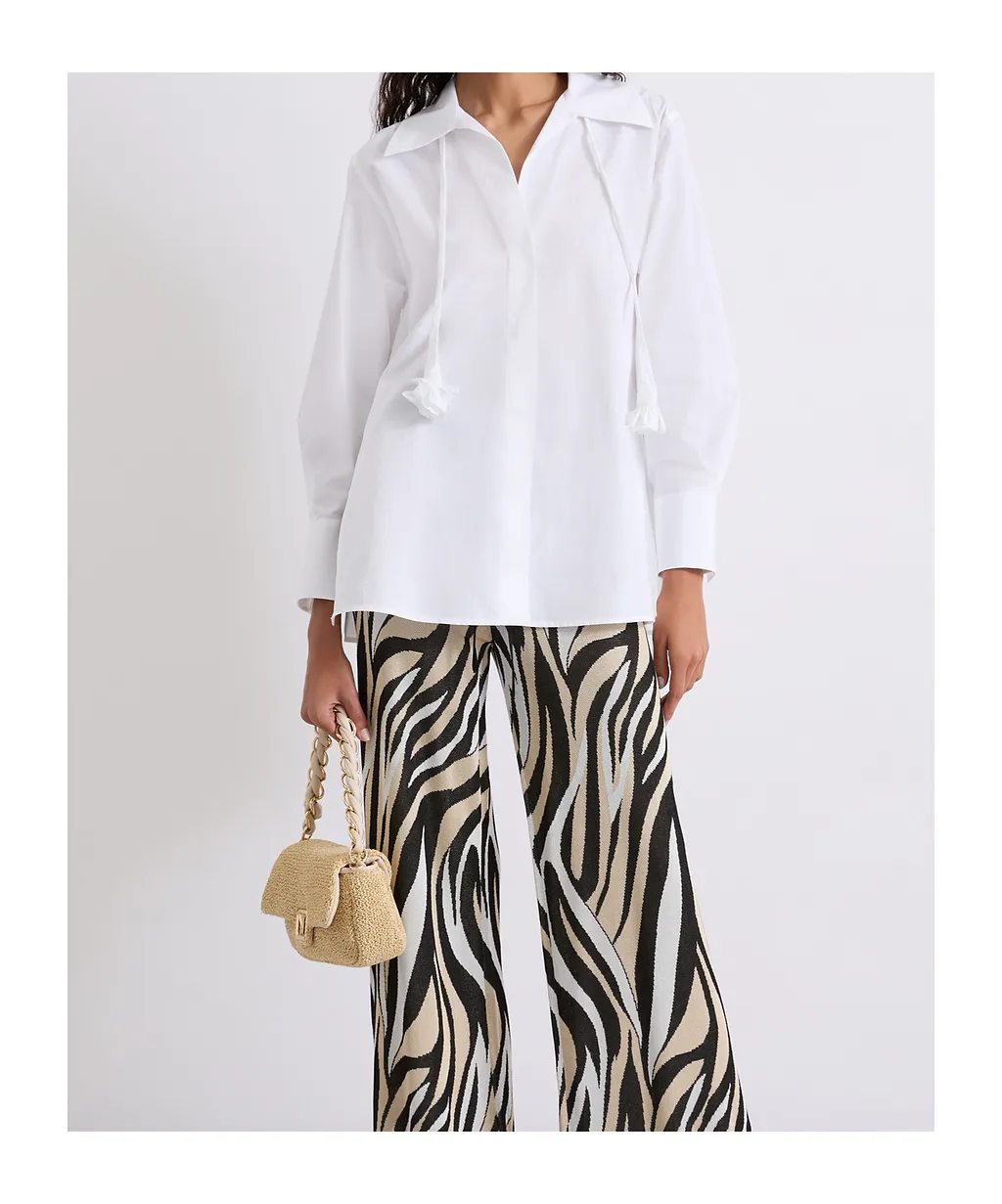Neckerchief-Adorned Cotton Poplin Shirt - Optical White