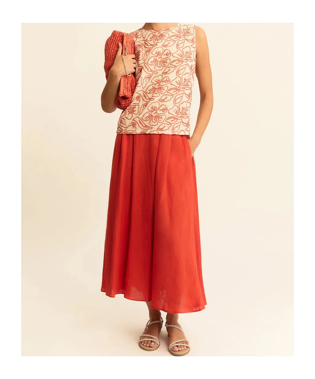 Pleated Linen Skirt