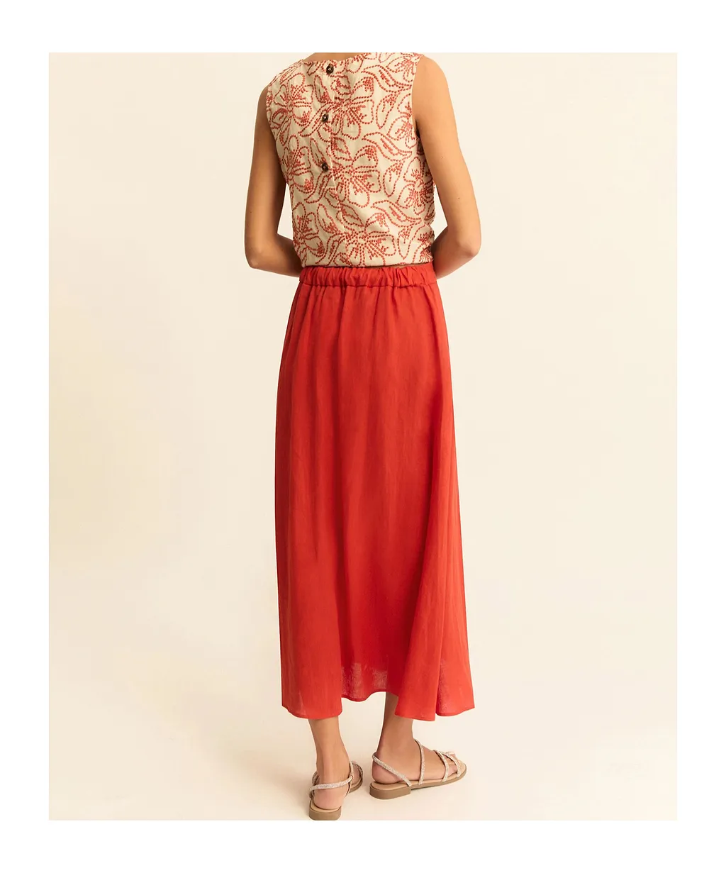 Pleated Linen Skirt