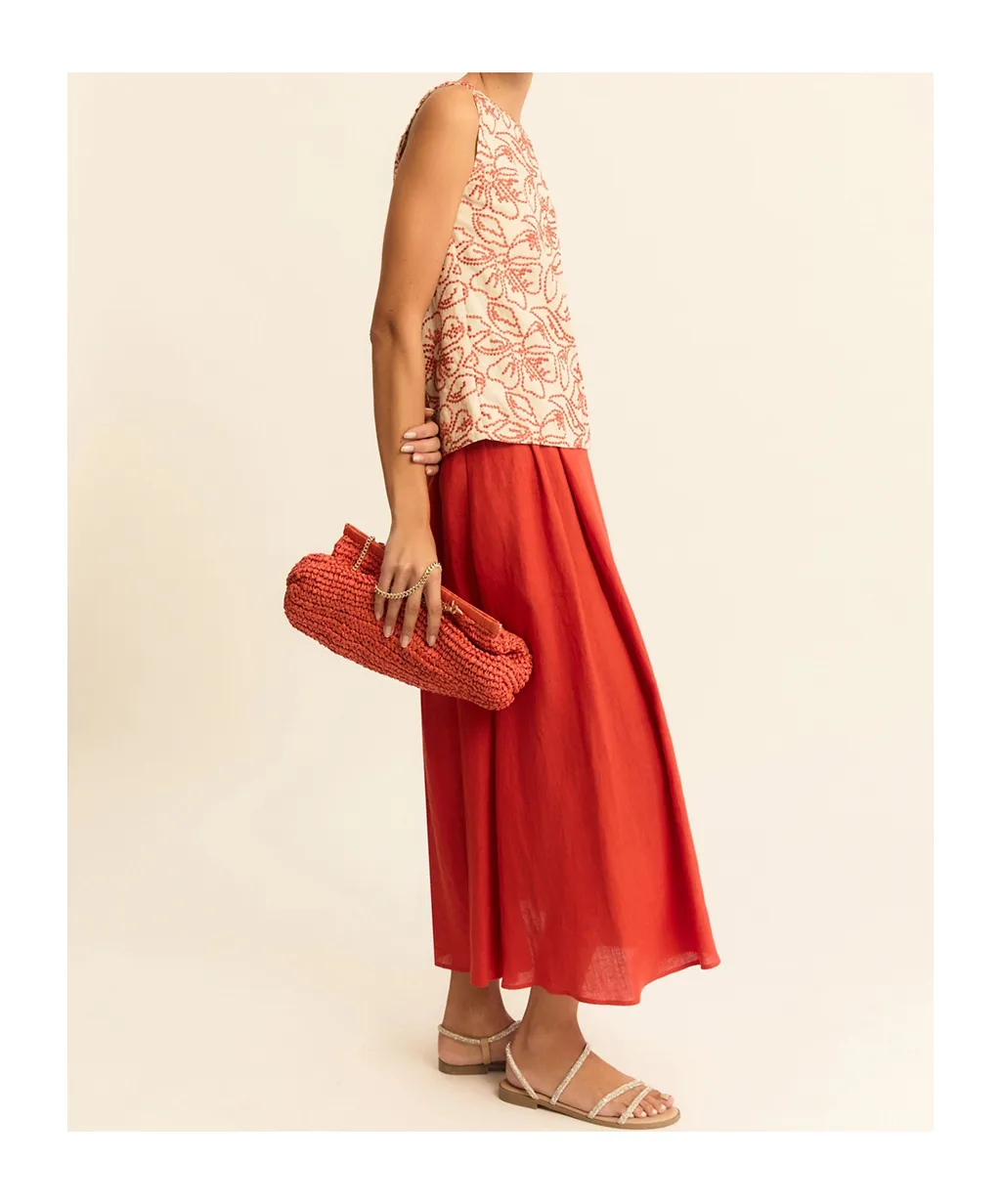 Pleated Linen Skirt