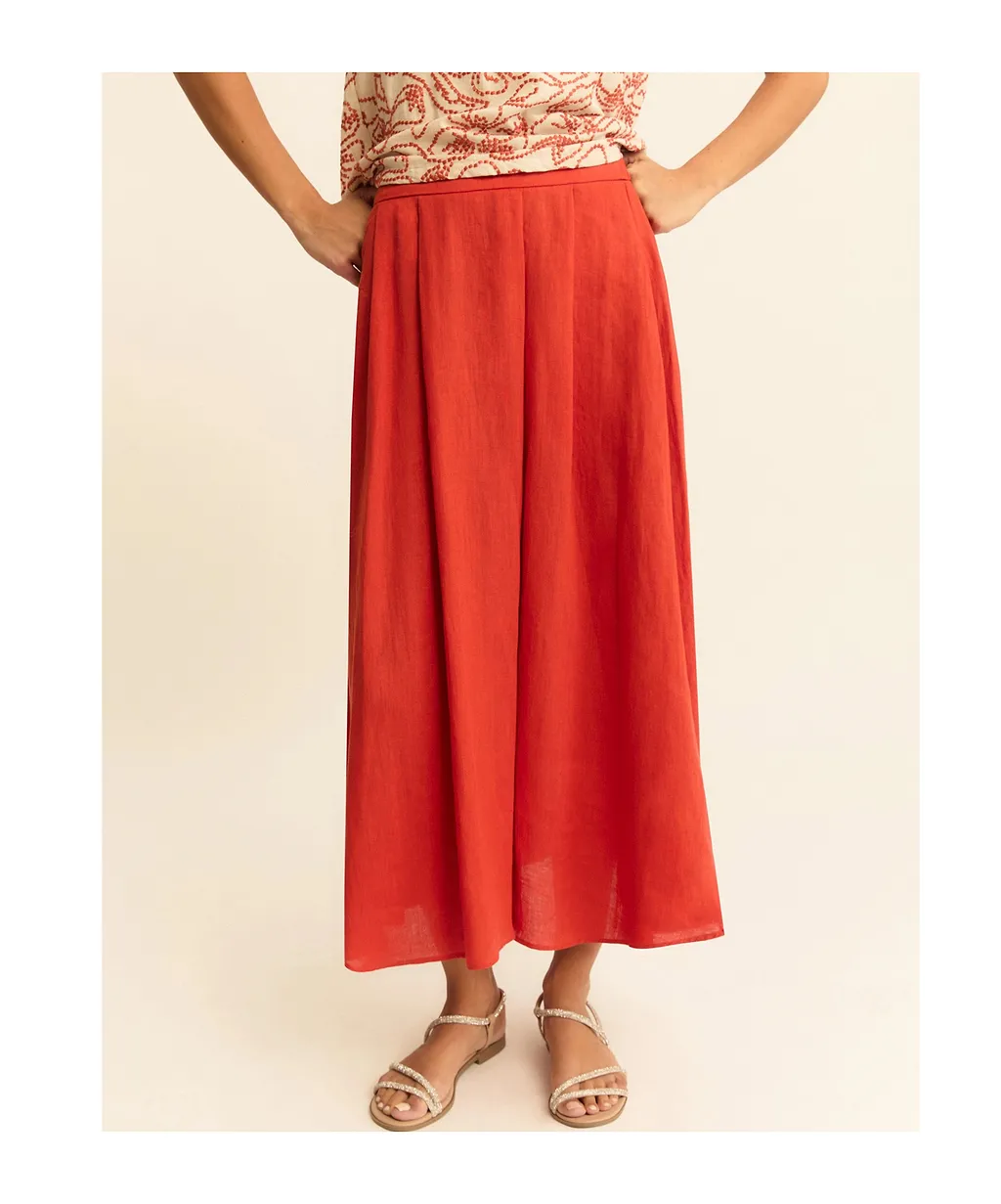 Pleated Linen Skirt