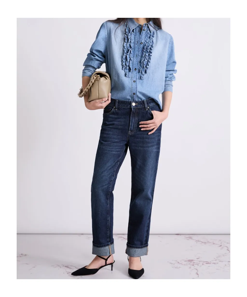 Ruched Denim Shirt