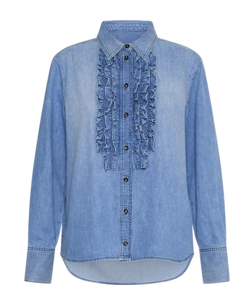 Ruched Denim Shirt
