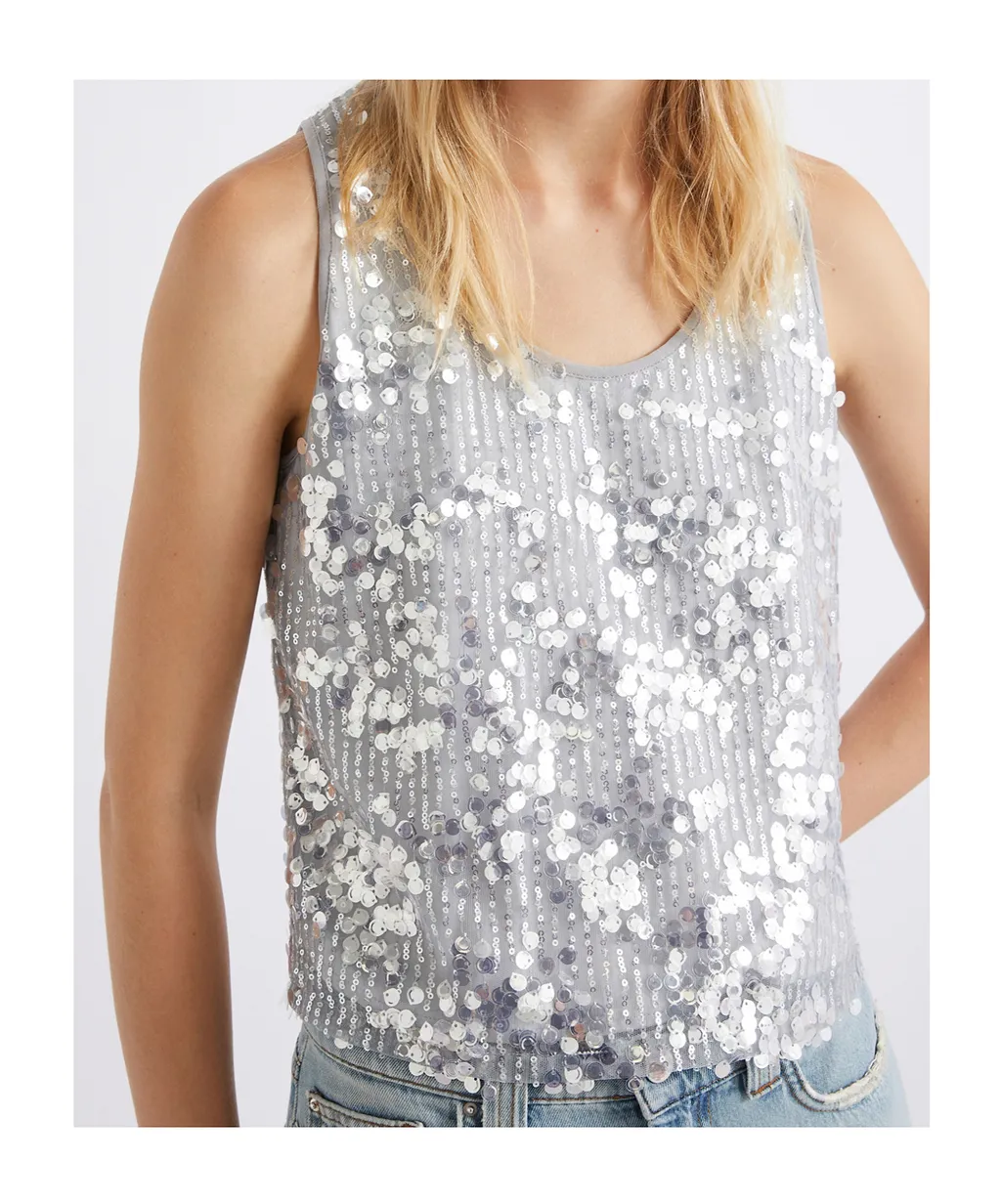 Sequin Top - Grey