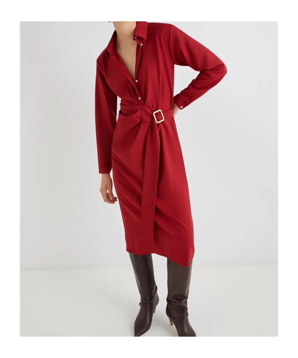 Shirt Dress With Side Buckle Detail