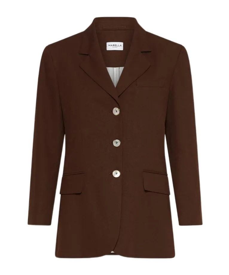 Single-Breasted Linen-Blend Blazer - Brown