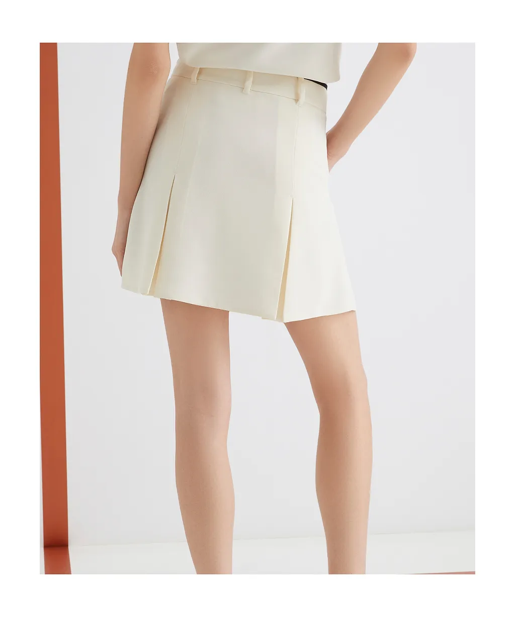 Short Pleated Skirt - Wool White