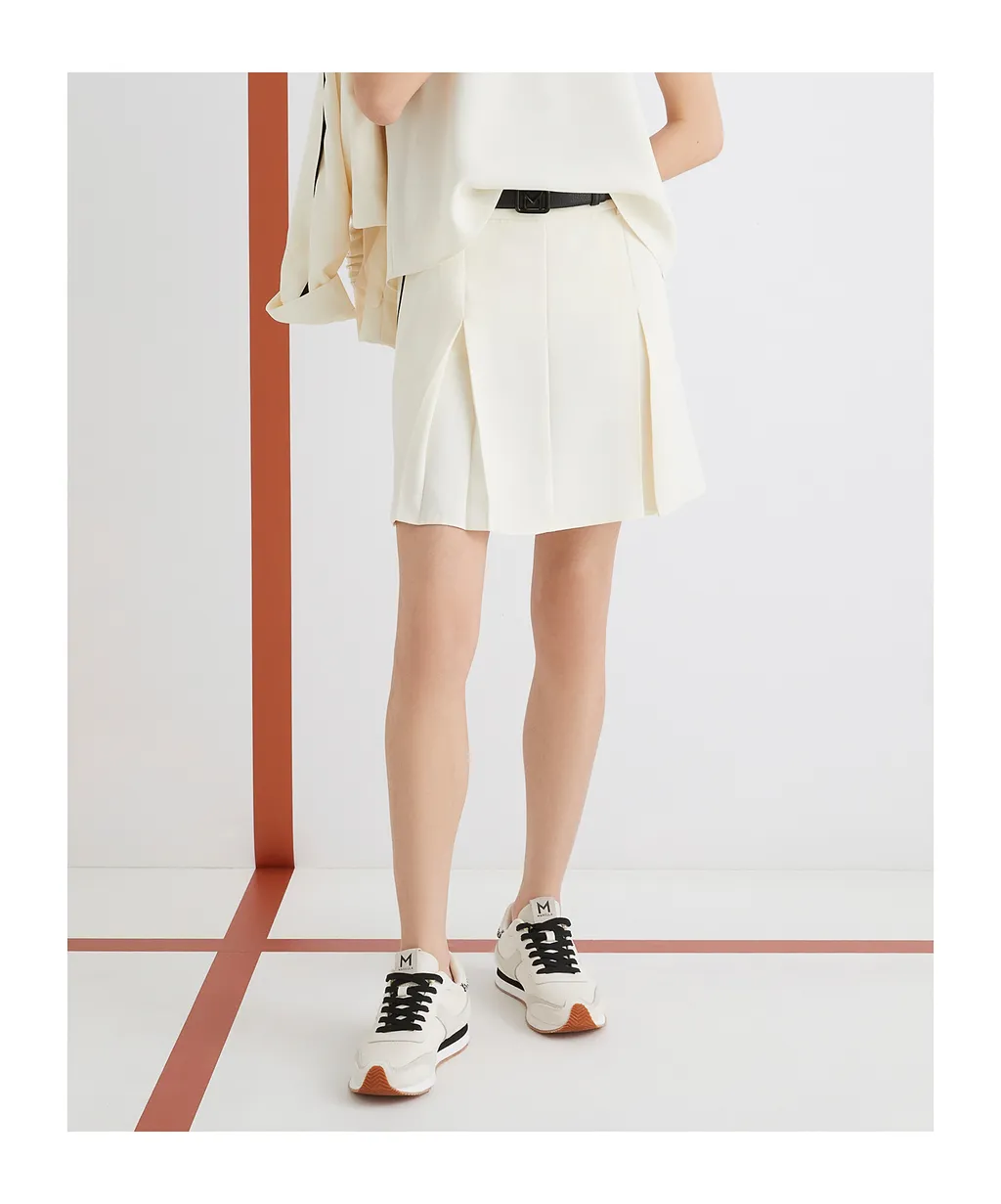 Short Pleated Skirt - Wool White