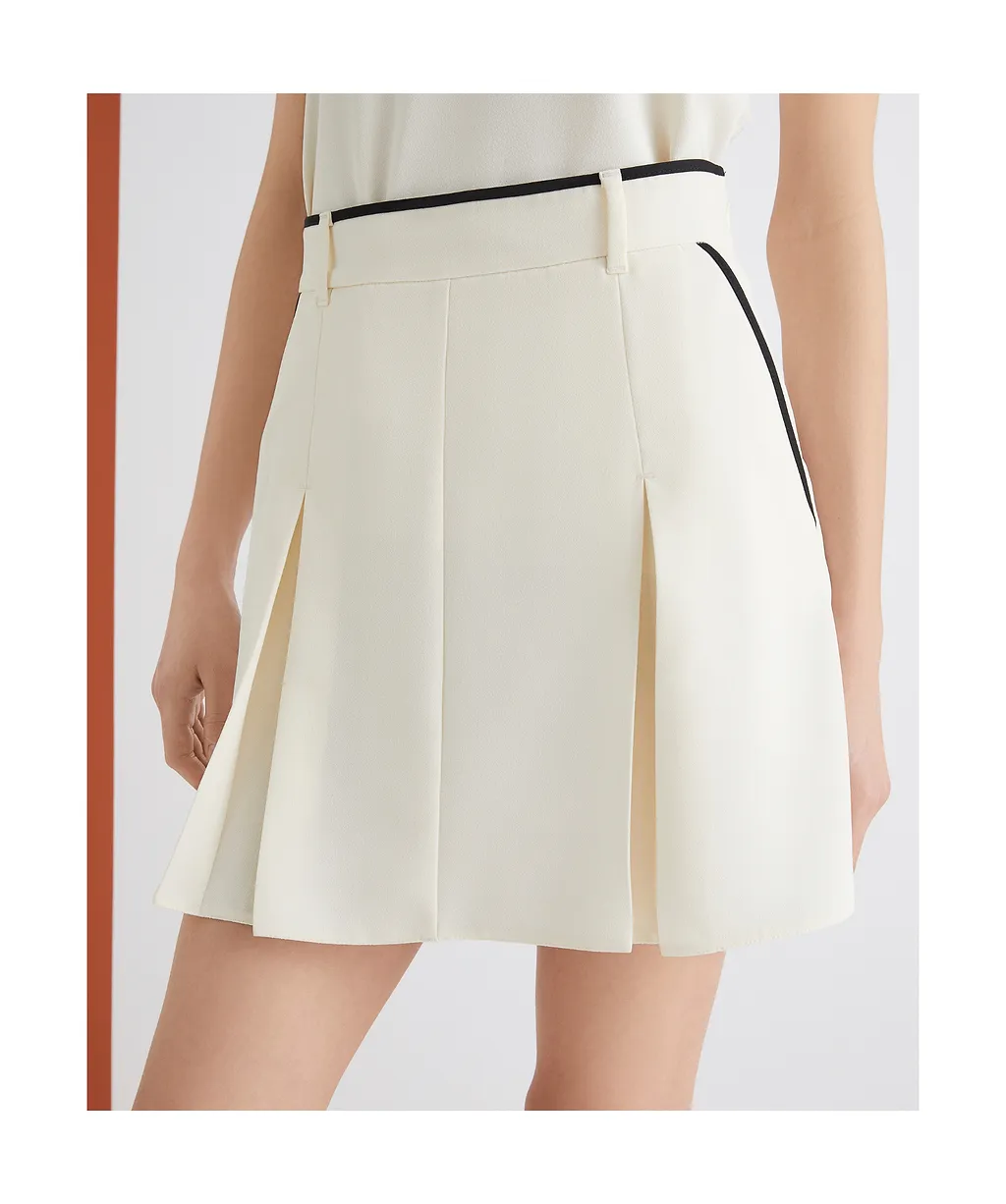 Short Pleated Skirt - Wool White